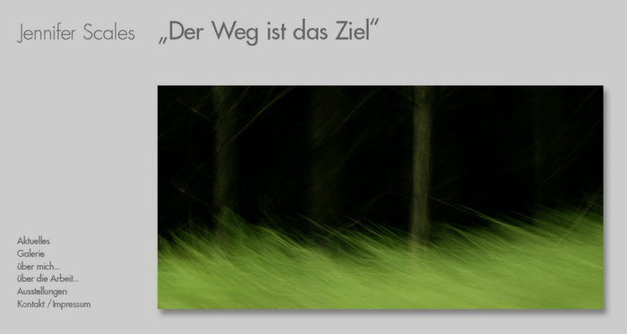 Screenshot of a website with the title Jennifer Scales „Der Weg ist das Ziel" (The way is the goal)