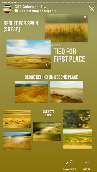 Screenshot of images with text - Landscapes in motion with the result of the vote